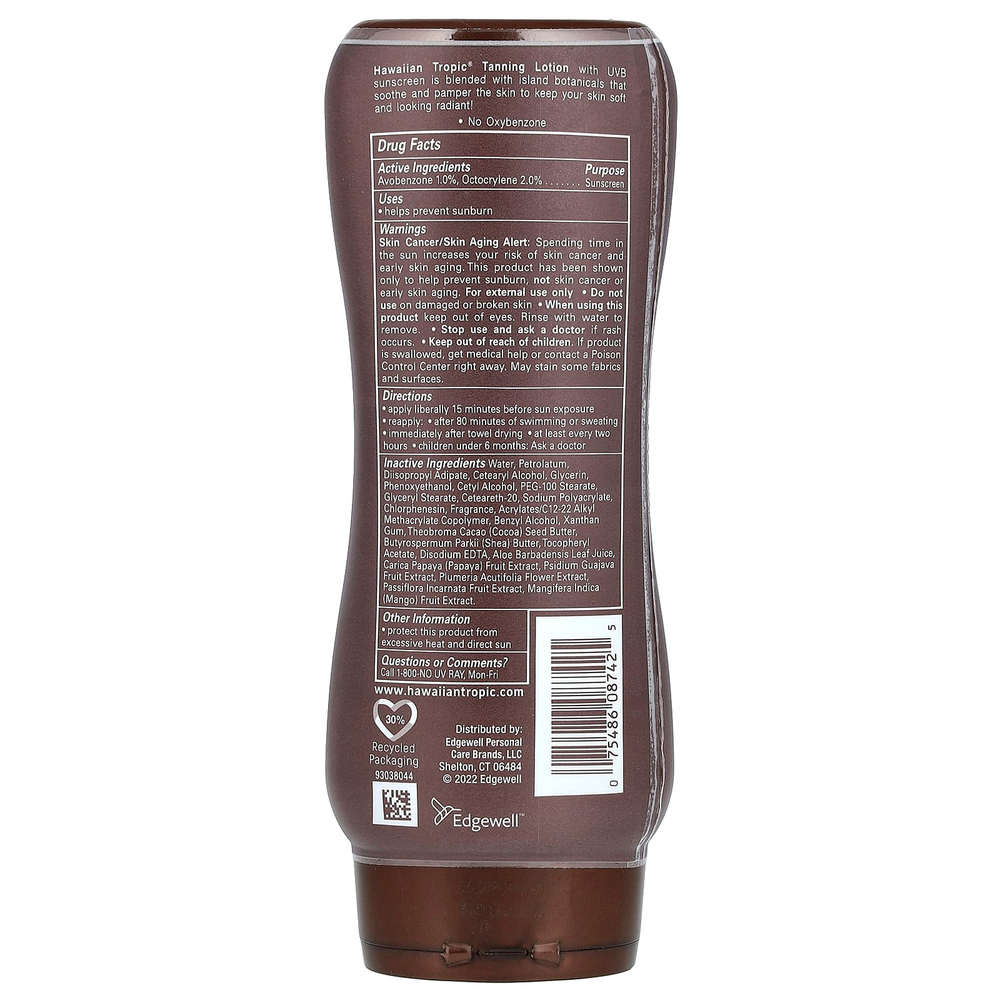 Hawaiian Tropic, Island Tanning, солнцезащитный лосьон, масло какао, SPF 4, 236 мл (8 жидк. унц.)
