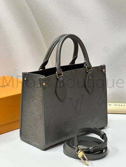 Серая сумка Louis Vuitton Onthego PM с узором монограм