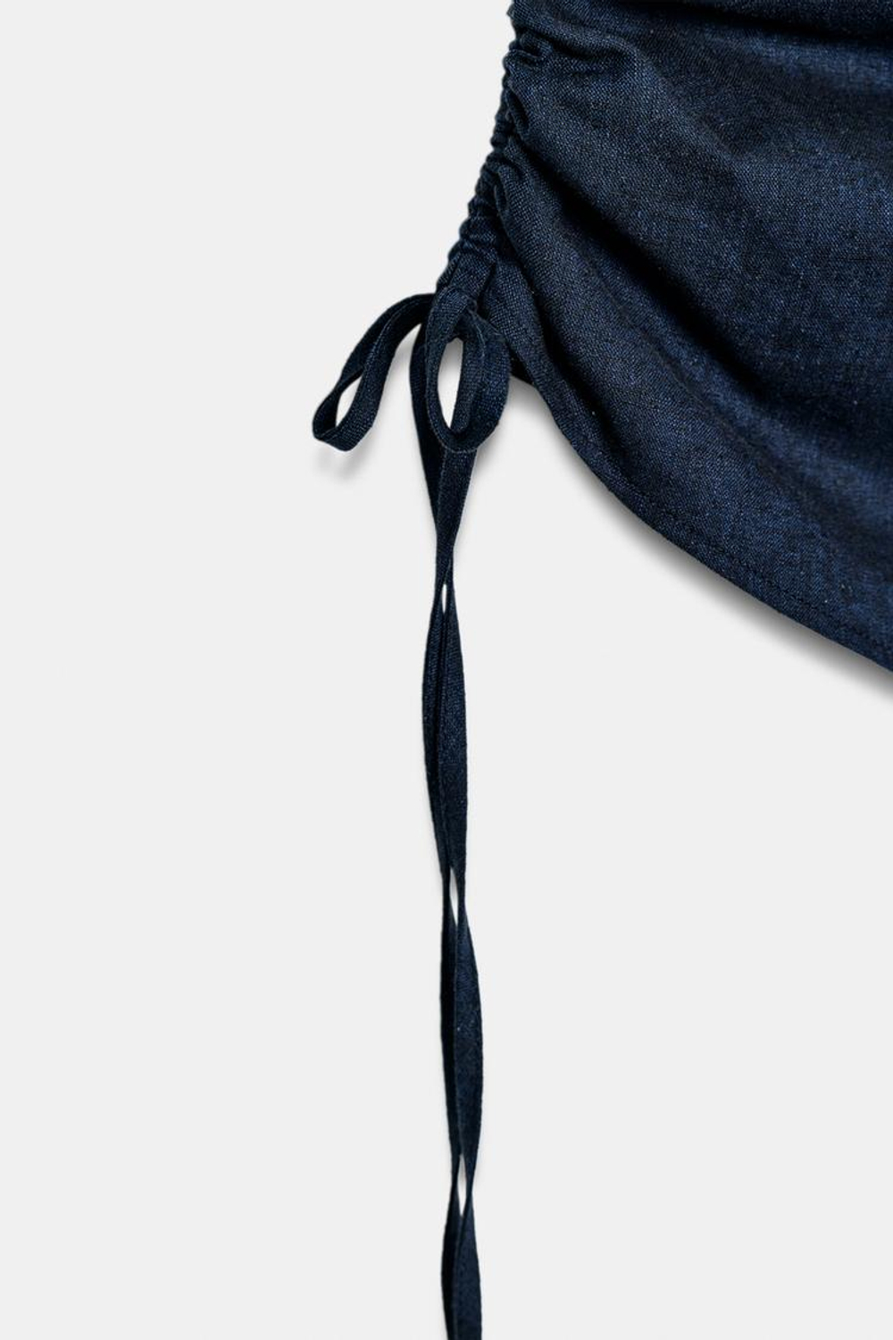 ZARA ДРАПИРОВАННЫЙ ТОП ИЗ ЛЬНА, СИНИЙ