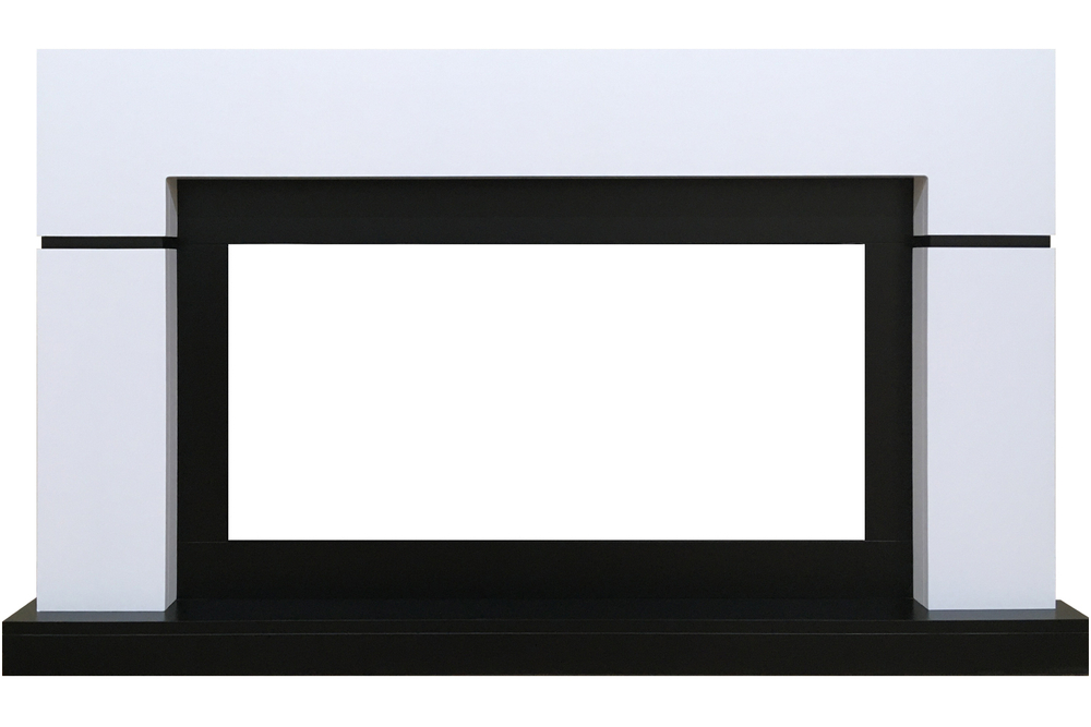 Каминокомплект Lindos - Белый с черным (Ширина 1470мм) с очагом Crystal 40 RF