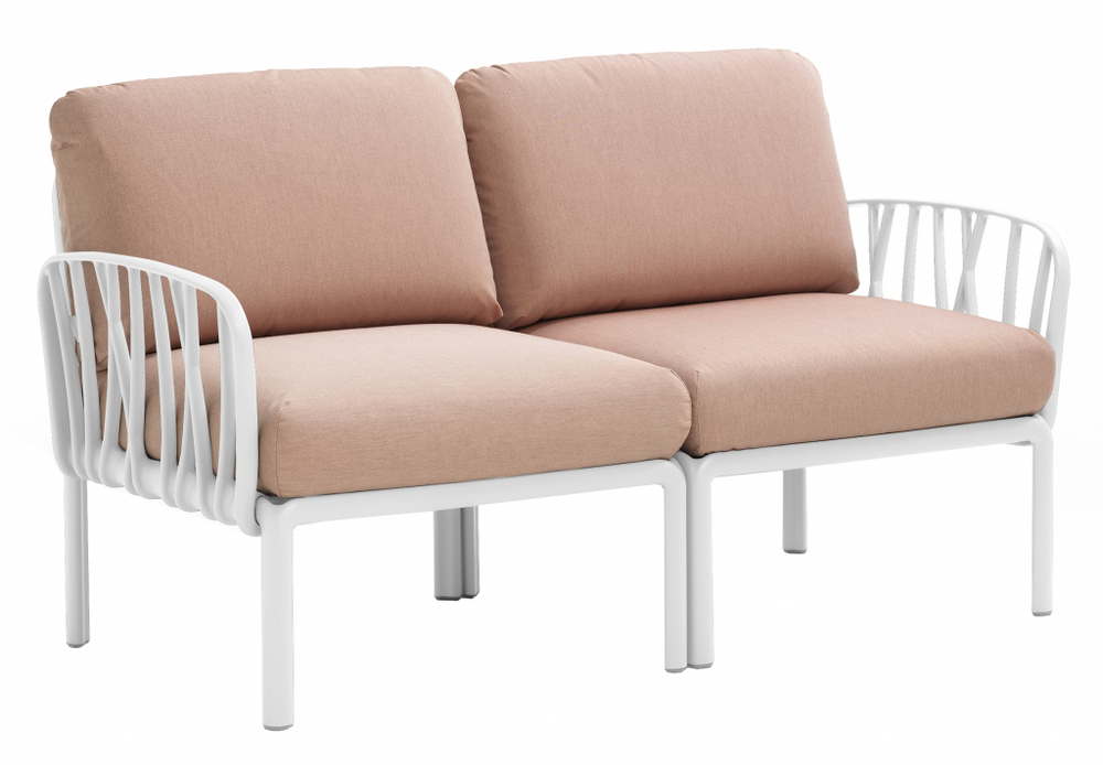 Диван пластиковый с подушками Nardi Komodo 2, белый, розовый
