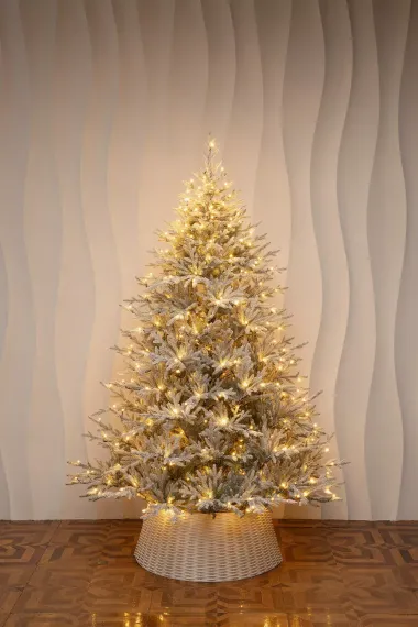 Искусственная елка Петроградская заснеженная 210 см., с теплыми белыми Led лампами, 100% литая хвоя, Елкиторг (237210)