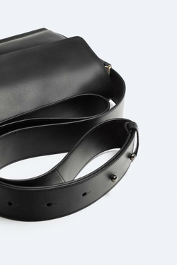 ZARA КОЖАНАЯ СУМКА, ЧЕРНЫЙ