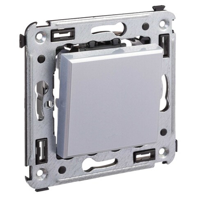 Выключатель одноклавишный в стену, "Avanti", "Закаленная сталь"