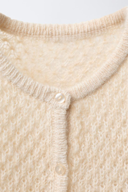 ZARA КАРДИГАН ИЗ ШЕРСТИ И АЛЬПАКИ, ЦВЕТ СЛИВОЧНОГО МАСЛА