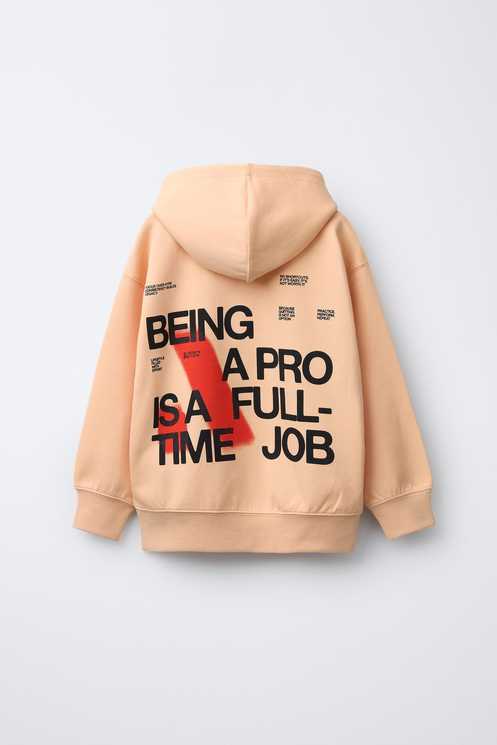 ZARA ХУДИ SPORTY INTERLOCK, СВЕТЛО-ОРАНЖЕВЫЙ