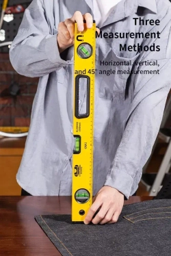 Строительный пузырьковый уровень 500мм Deli DL290500 (3 глазка, магнит, отверстия для подвеса)