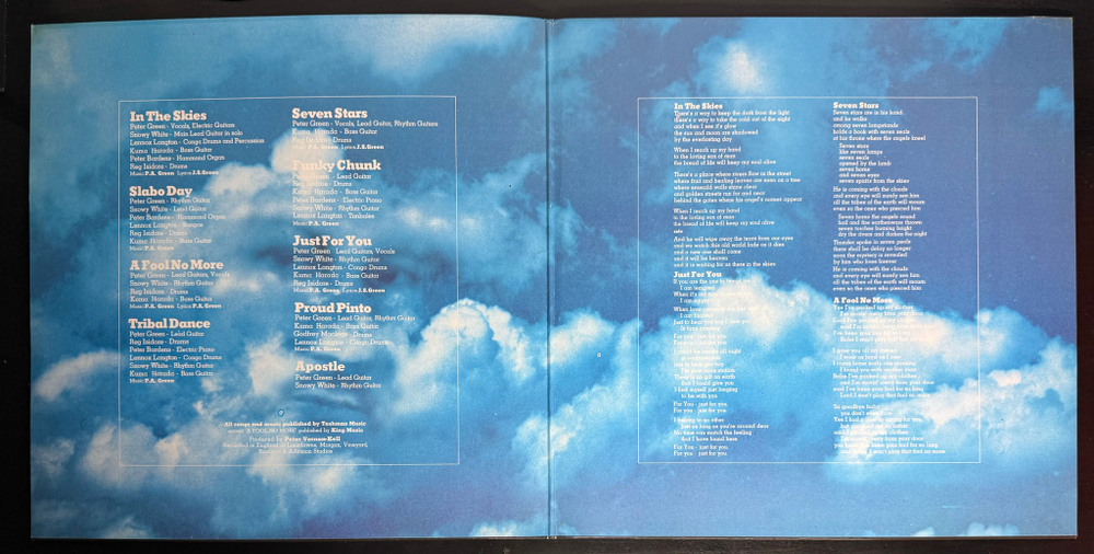 Peter Green ‎– In The Skies (Германия 1979г.)