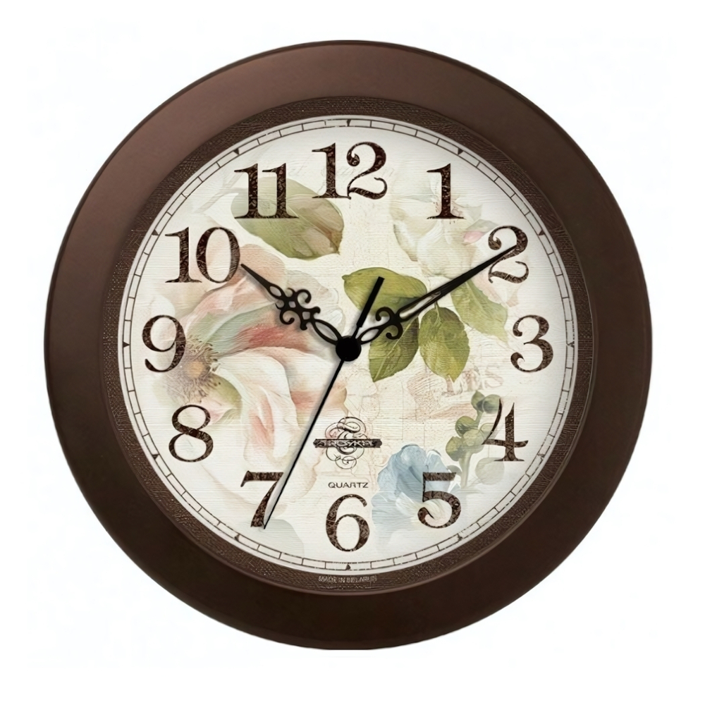 Часы настенные деревянные, модель 01, D 300 мм, стекло минеральное, деревянный обод, цвет-венге
