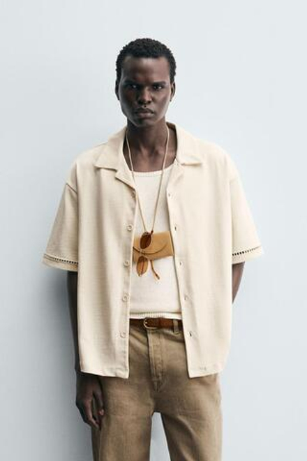 ZARА РУБАШКА CONFORT VAINICA, ЖЕЛТОВАТО-БЕЛЫЙ