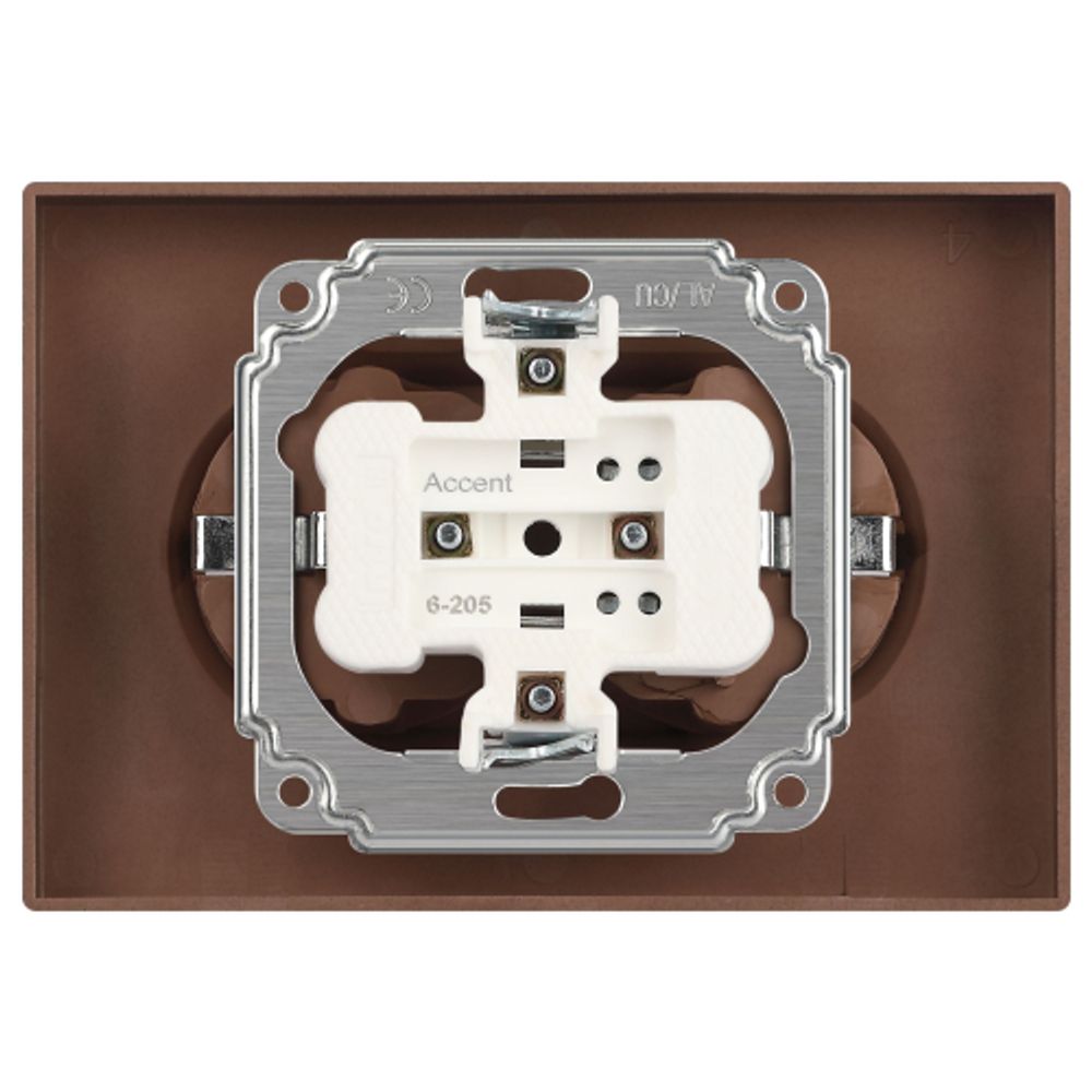 Розетка Intro Accent 6-205-08 2X2P+E Schuko, 16А-250В, IP20, СУ, AL/CU, бронза