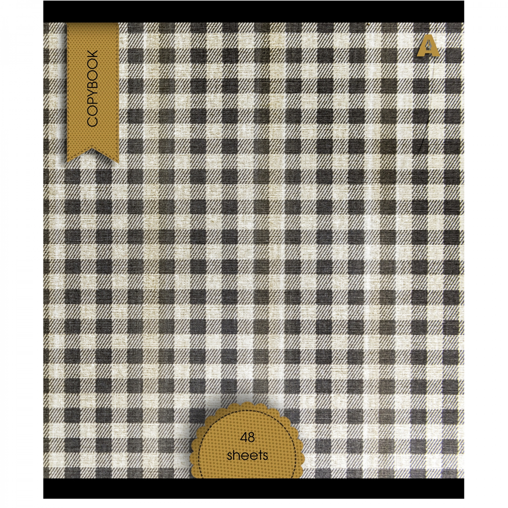 Тетрадь 48л., А5, линия, Alingar "Scotish cage. New"", скрепка, мелованый картон ( стандарт), блок офсет, 5 дизайнов в пленке т/у