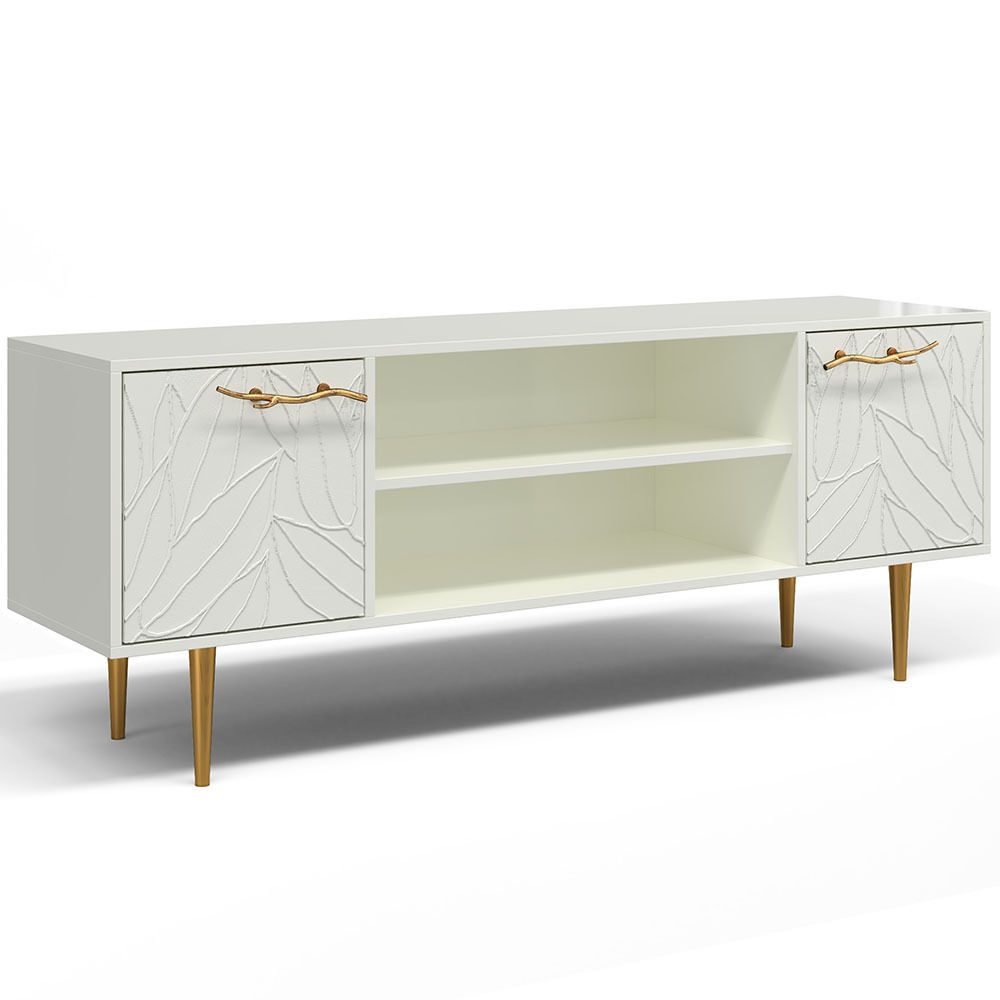 Тумба под ТВ Арт Колор leaves 155см Стайл Голд Белый опал