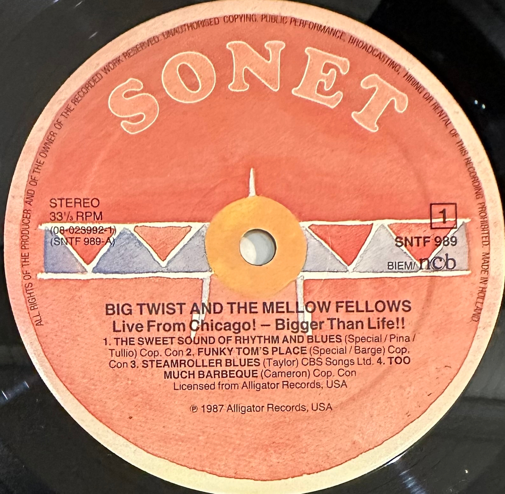 Big Twist And The Mellow Fellows - Live From Chicago! (Голландия 1987г.)