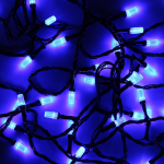 Электрогирлянда LED одноцвет.синяя 100 ламп, 9 м, 4р.м., черный провод, в конце розетка