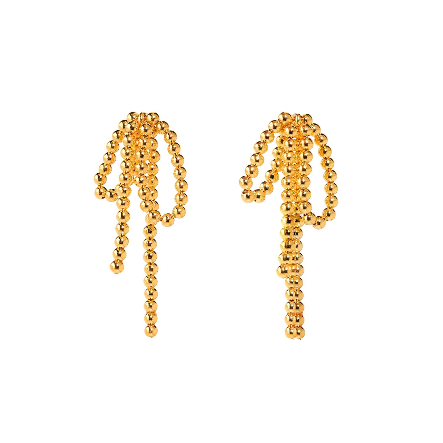Серьги Golden Earrings With Bows Made Of Beads