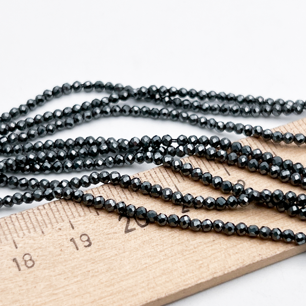 Гематит Рондель граненый бусины (имитация), размер 2,1*2,3 мм, цена за нить 38 см