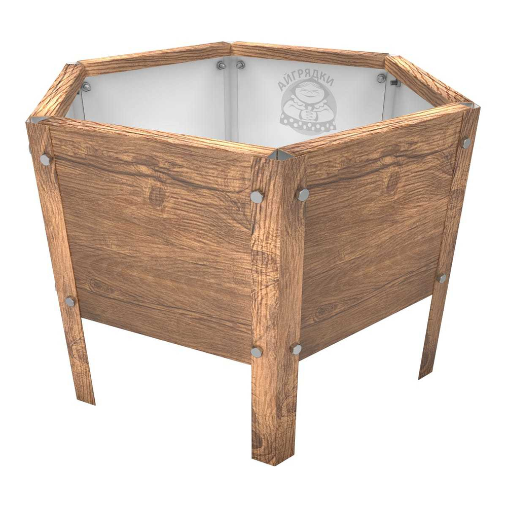 Клумба многоугольная оцинкованная с ножками 1 ярус Темное дерево