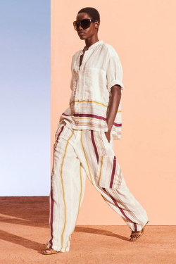 ZARA БРЮКИ СО СРЕДНЕЙ ТАЛИЕЙ ИЗ 100% ЛЬНА, БЕЛЫЙ / КРАСНЫЙ