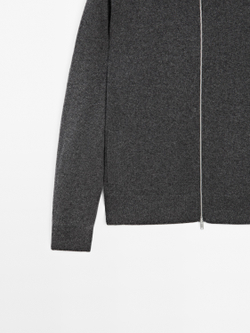 Massimo Dutti Кашемировый кардиган на молнии, серый меланж