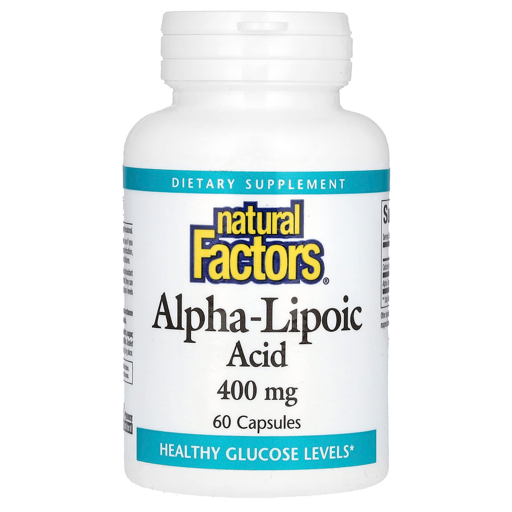 Natural Factors, альфа-липоевая кислота, 400 мг, 60 капсул