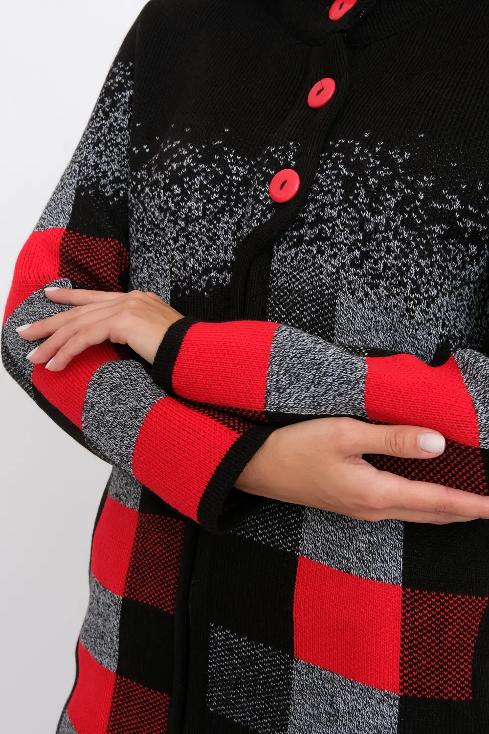 Кардиган К 675 ст/красный микс