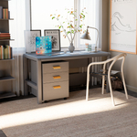 Офисная тумба под стол с 3 ящиками Мадейра 45х45х67см из массива сосны на колесиках, серый