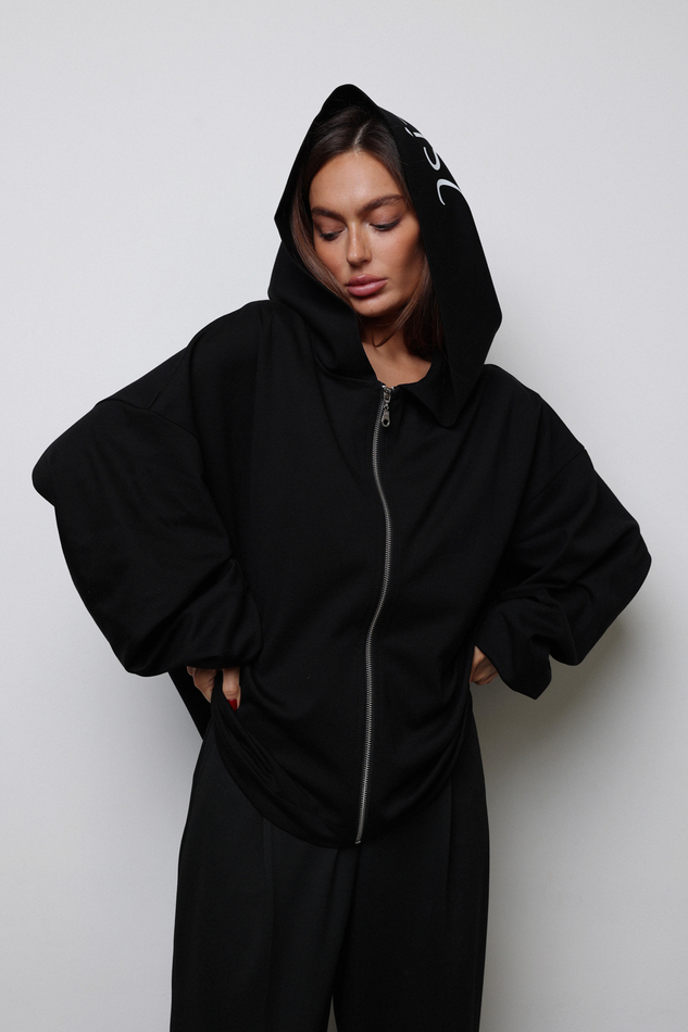 Худи черное с надписью 2SIDES