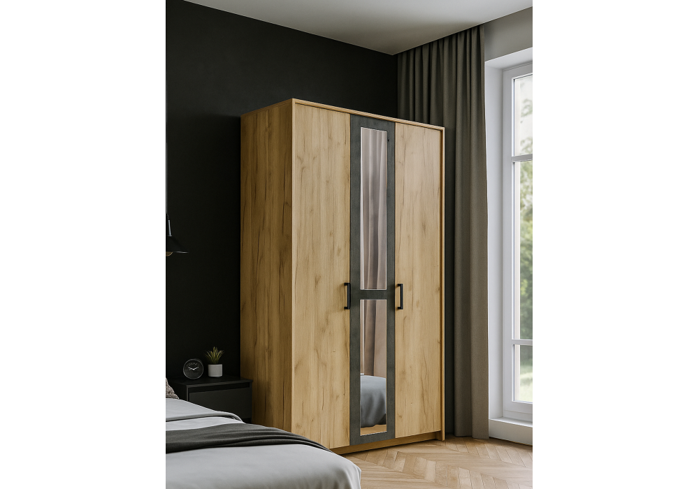 Шкаф Woodville Taika дуб золотой, камень темный