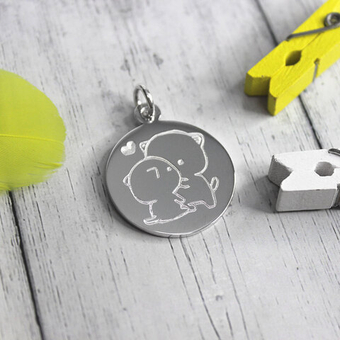 Серебряный кулон с гравировкой на заказ, 25 мм (ручная работа)