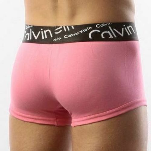 Мужские трусы боксеры розовые с черной косой резинкой Calvin Klein Black Waistband Italics Boxer Pink
