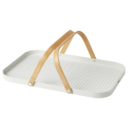 IKEA GRÖNFISK  (ИКЕА ГРÖНФИСК)  -  Поднос с ручкой, бамбук/белый, 46x30 см