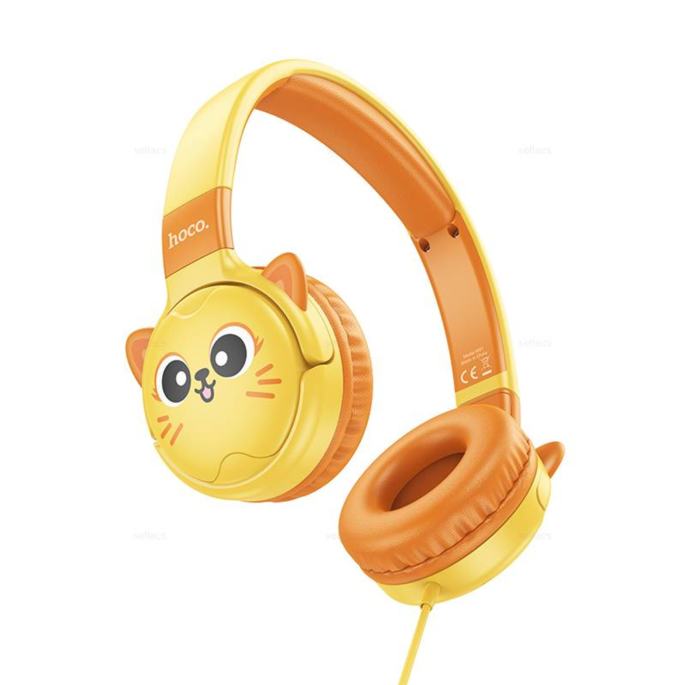 Проводные детские наушники Hoco W61 (sun yellow)