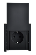 FORTE&PIANO Розетка 1-местная с заземлением с защитными шторками и крышкой винтовое крепление 16А IP44 FP121 черный IEK