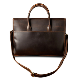 Simple&nature Cow Leather Crossbody Bag, Briefcase Medium Men"s Dark Brown