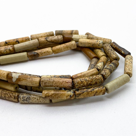 "Яшма пейзажная" бусины, размер около 13,5*4 мм, цена за 13 шт (1/2 нити)