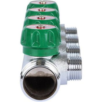 Коллектор регулирующий хром (дизайн FAR)  1", 4 отвода плоское уплотнение 1/2"