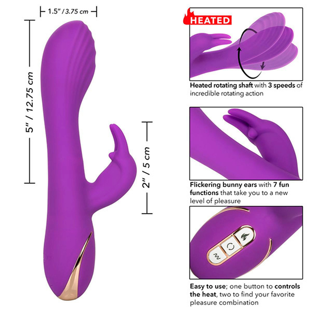 Фиолетовый вибратор-кролик 21,5см с функцией нагрева California Exotic Novelties Jack Rabbit Signature Heated Silicone Rotating SE-0609-55-3