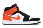 Jordan Air Jordan 1 Mid Shattered Backboard synthetic leather buckle Broken Rebound shock absorption non-slip wear-resistant high-top retro basketball shoes GS black Orange