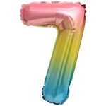Шар с клапаном (16"/41 см) Мини-цифра, 7, Нежная радуга, Градиент 1 шт.
