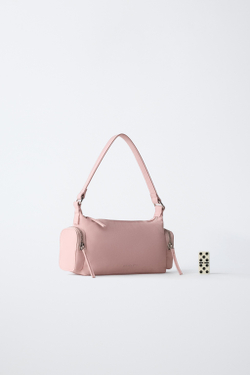 ZARA СУМКА ЧЕРЕЗ ПЛЕЧО С КАРМАНАМИ, РОЗОВЫЙ