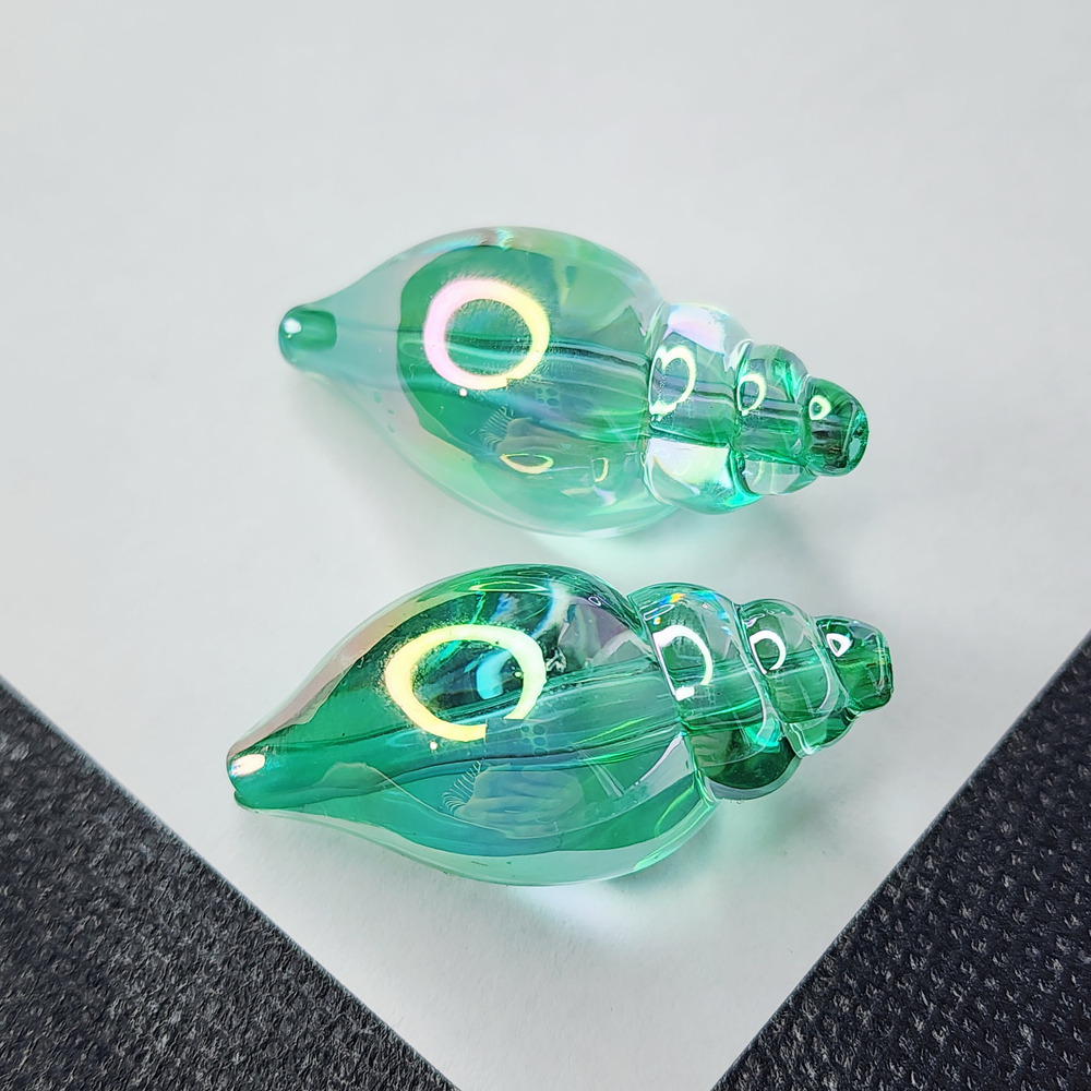 Бусина ракушка, акрил, бирюзовая, голубая, морская раковина, р-р 38×21мм