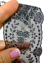 Кружево тонкое на органзе цветное ш-6см Франция. (шелк/люрекс/п/э) 1м