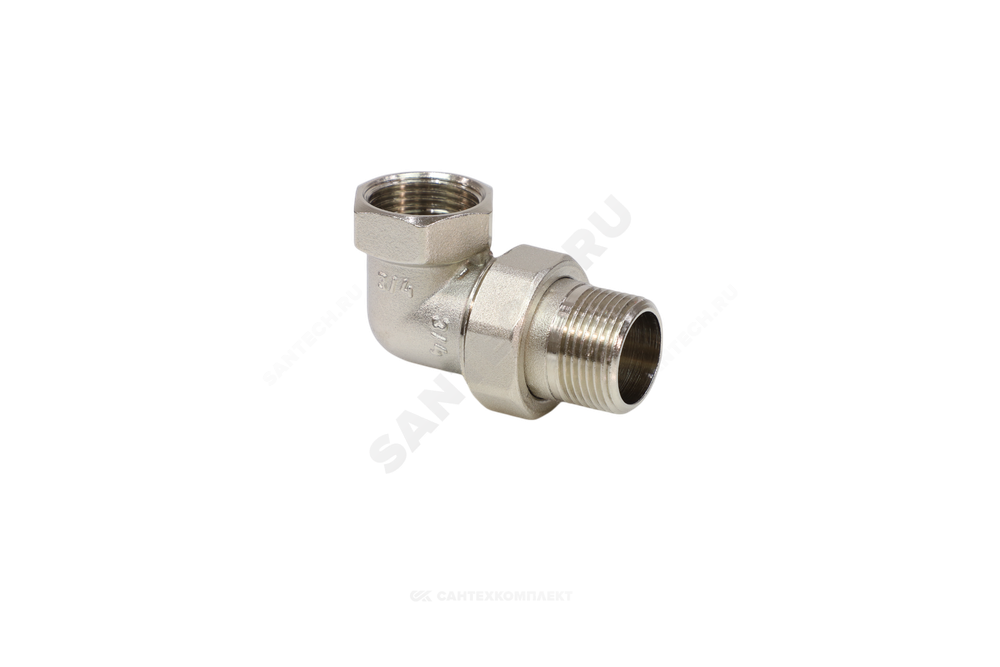Соединитель латунь никель американка Ду 15 (1/2") угловой ВР/НР VALFEX VF.098.N.012