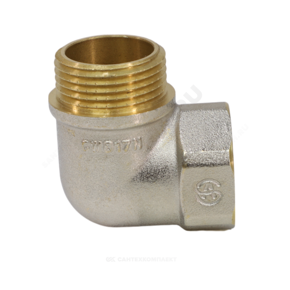 Угольник латунь никель Ду 20 (3/4") ВР/НР 9002 ГОСТ 32585-2013 Aquasfera 9002-02