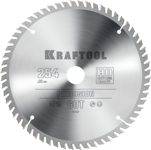 KRAFTOOL Precision, 254 х 30 мм, 60Т, пильный диск по дереву (36952-254-30)