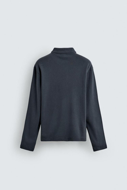 ZARA ПОЛО ИЗ ХЛОПКА С ВОРСИСТОЙ ТЕКСТУРОЙ ORIGINS, СЕРО-КОРИЧНЕВЫЙ