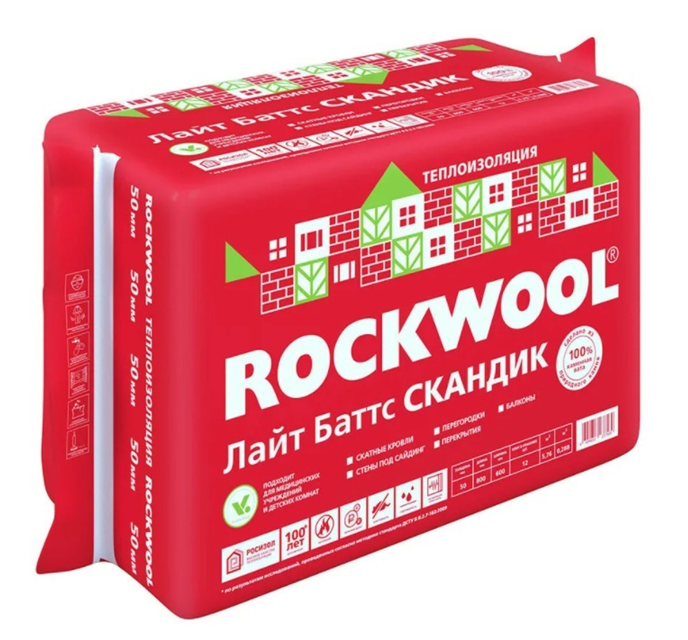 Утепл. Скандик 50*600*800 мм, 5,76 м2, 12 шт/упак