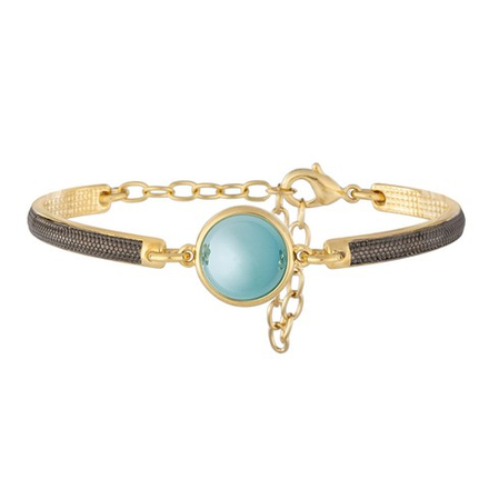 Браслет классический Possebon Pearl Blue Sky Agate C1363.21 BL/G
