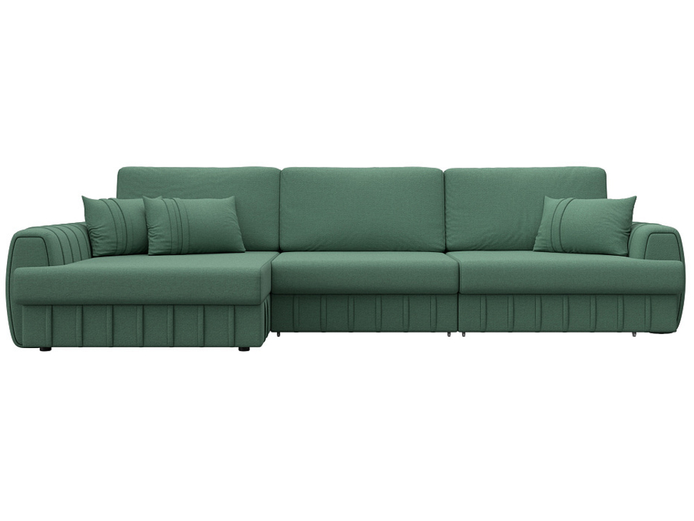 Диван угловой Лига-057 НПБ Лонг угол левый, Амур 11 зеленый, Рогожка, 129296L